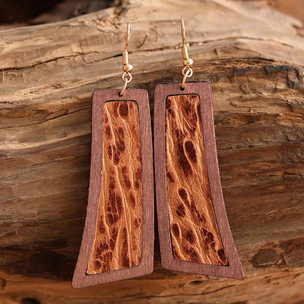 Geometrical Shape Wooden Dangle Earrings Style B One Size