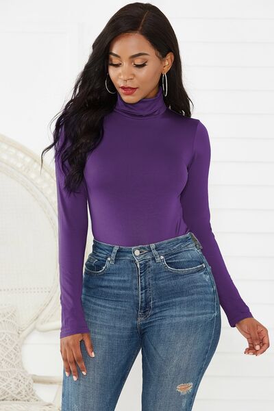 Turtleneck Long Sleeve Bodysuit Violet