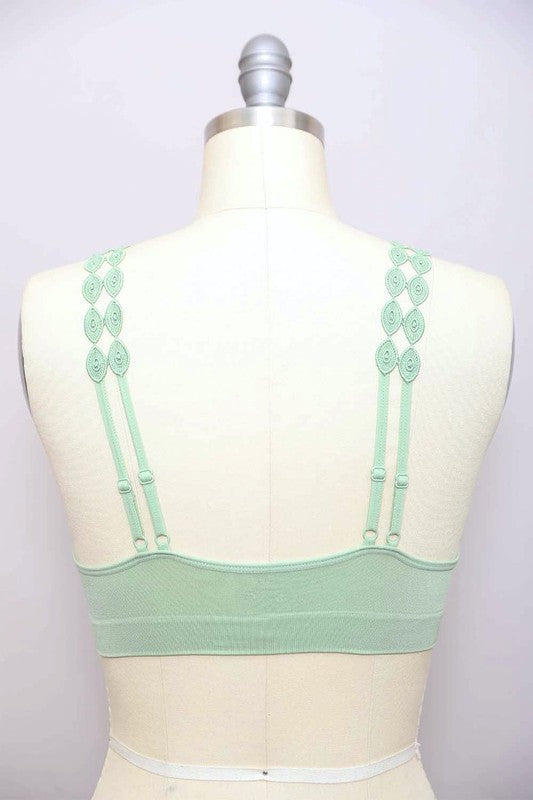 Boho Eye Lace Applique Bralette by LETO in 7 Pretty Color Choices in Size XS/S or M/L