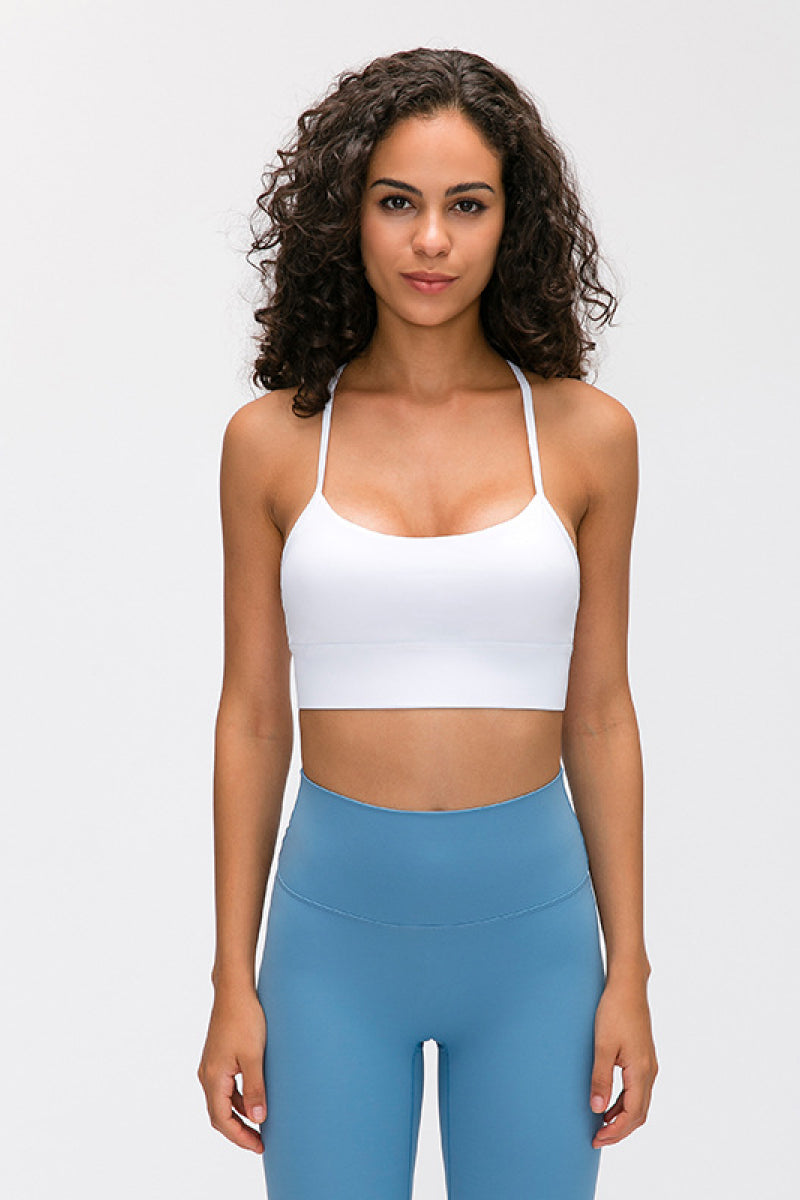 Y Back Yoga Bra Tops in White or Grey in Size 4, 6, 8, 10, or 12