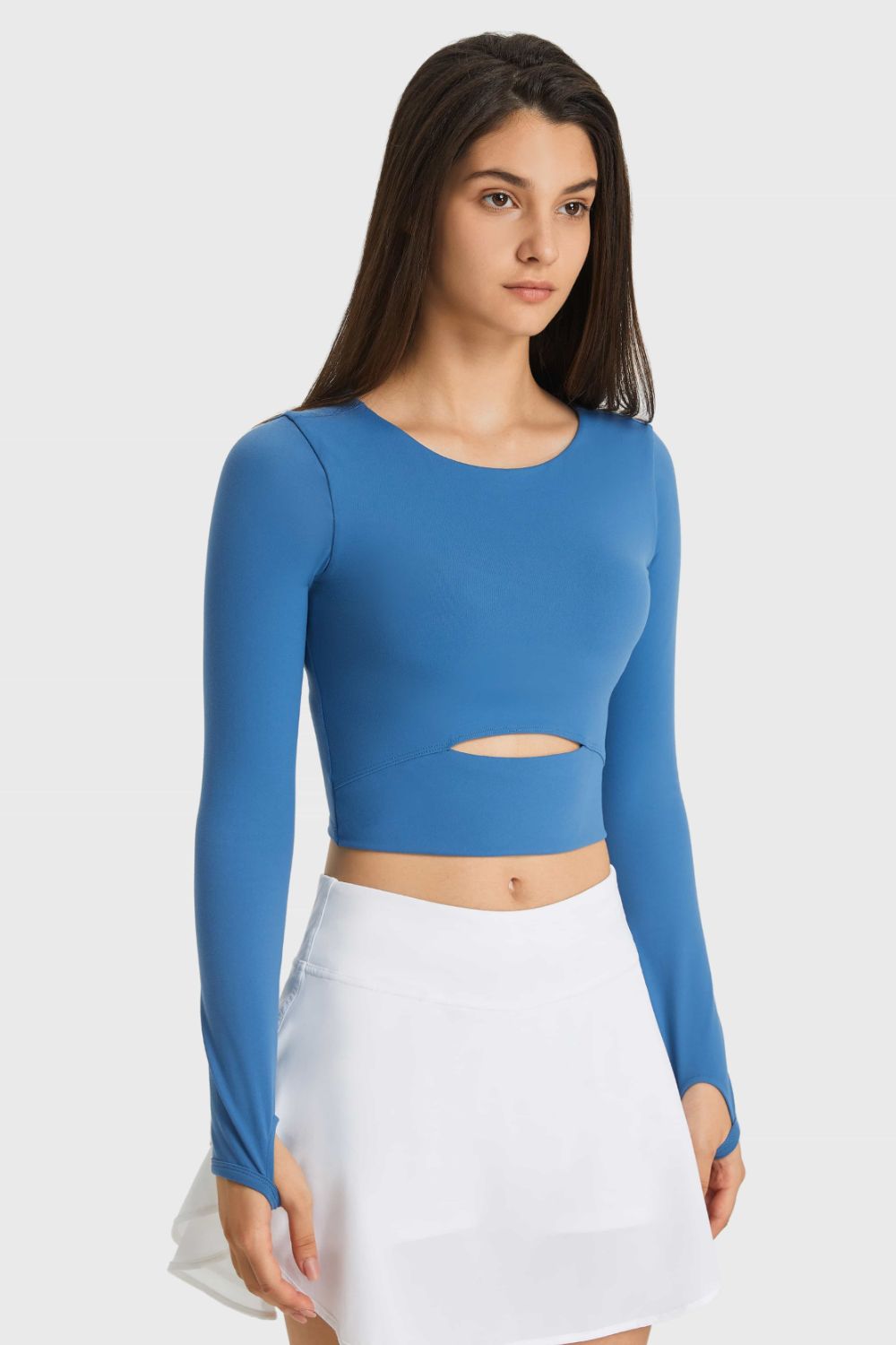 Cutout Long Sleeve Cropped Sports Top in 3 Color Choices in Size 4, 6, 8, 10, or 12