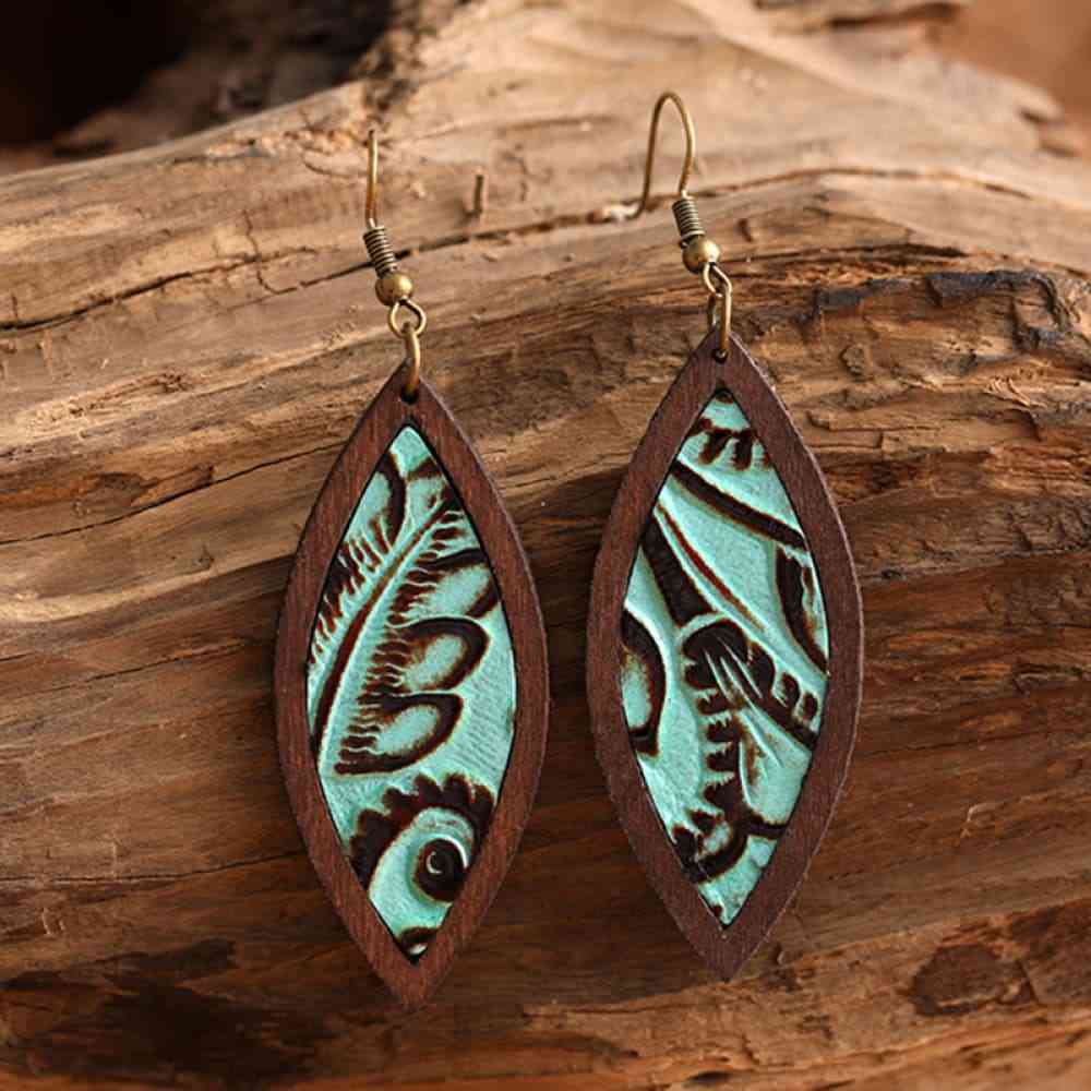 Geometrical Shape Wooden Dangle Earrings Style E One Size