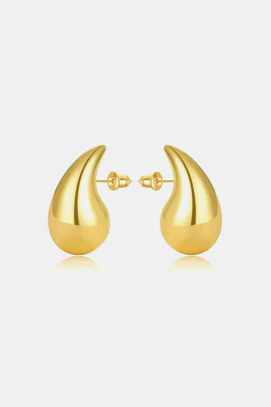 Water Drop Brass Earrings Gold Small One Size