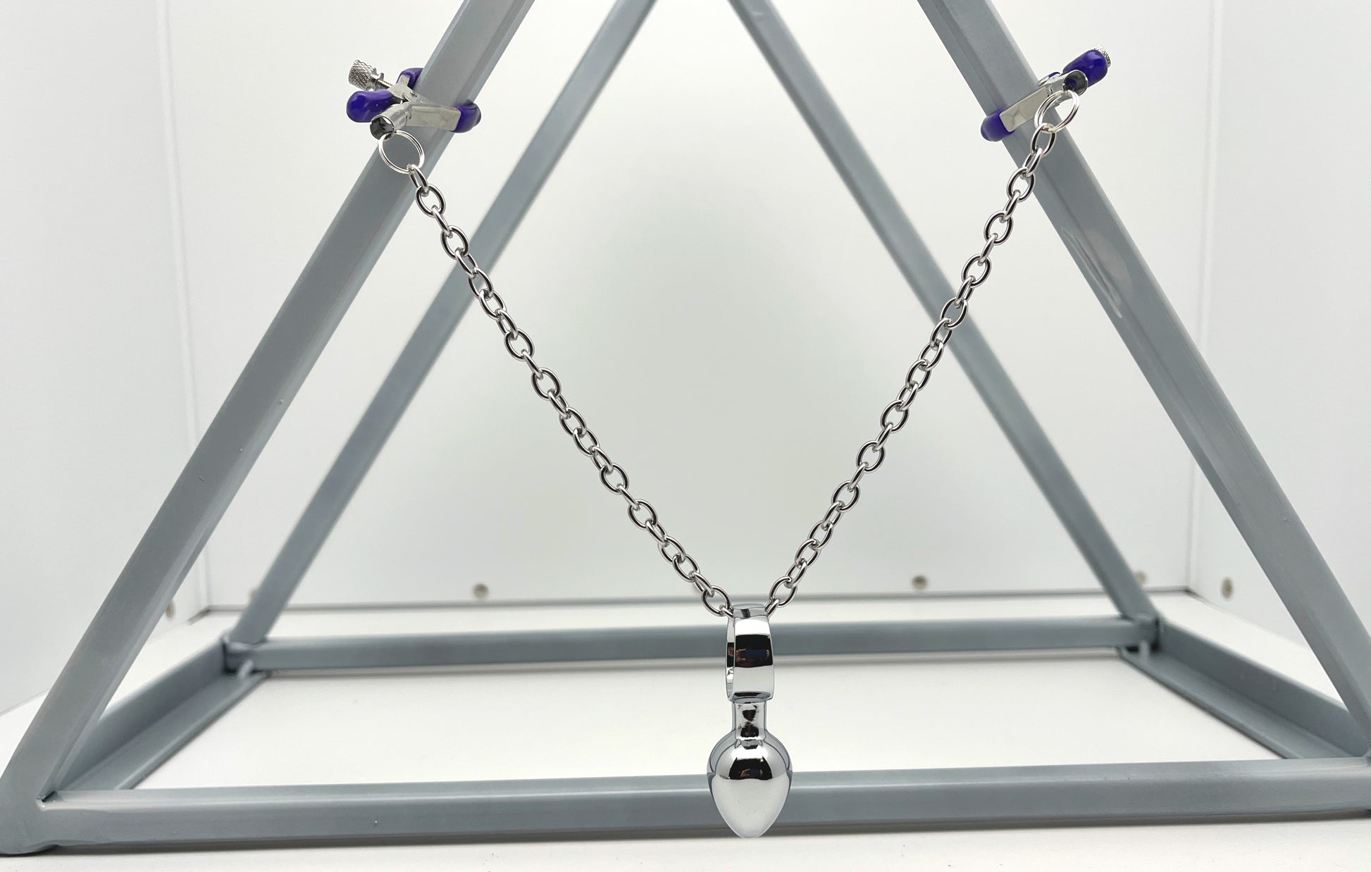 Adjustable Bullnose Nipple Clamps with Chain and Mini Butt Plug