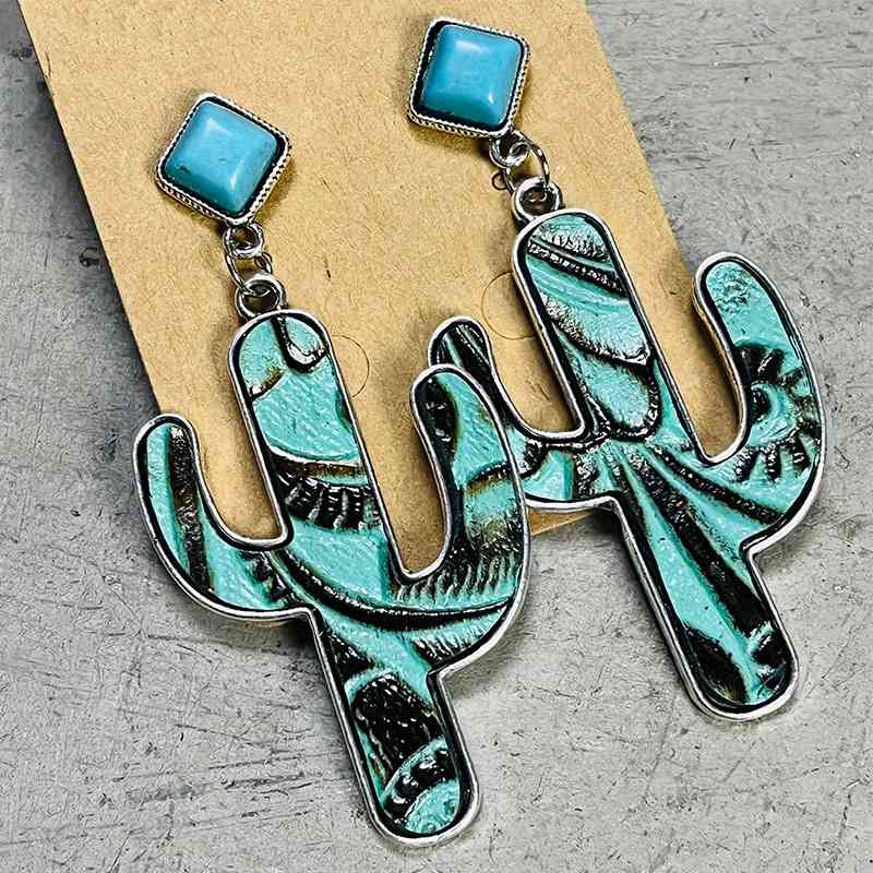 Turquoise Cactus Earrings Turquoise One Size