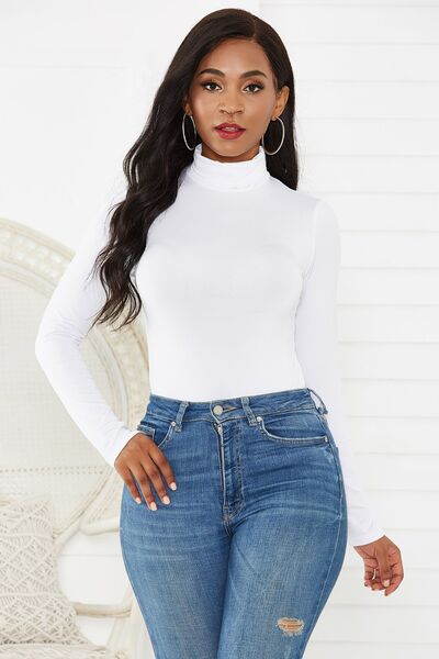 Turtleneck Long Sleeve Bodysuit White