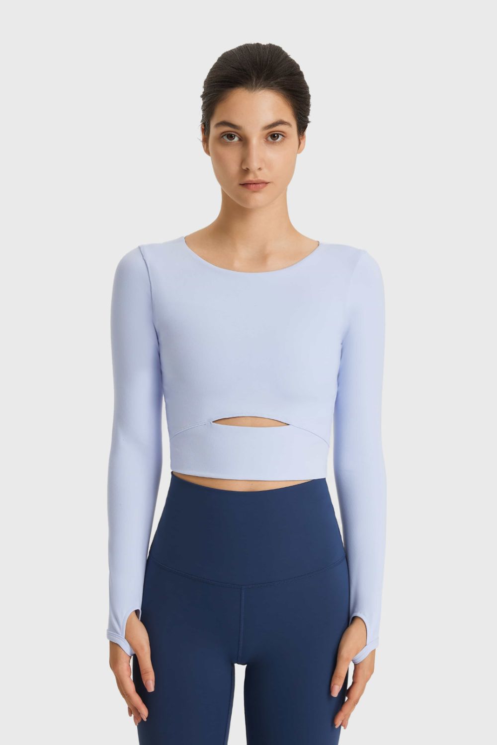 Cutout Long Sleeve Cropped Sports Top in 3 Color Choices in Size 4, 6, 8, 10, or 12