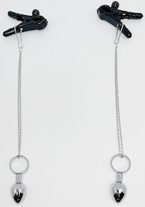 Adjustable Nipple Clamps with Chain and Micro Mini Butt Plugs