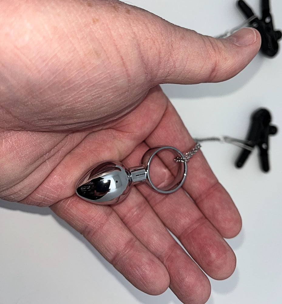 Adjustable Nipple Clamps with Chain and Mini Butt Plugs