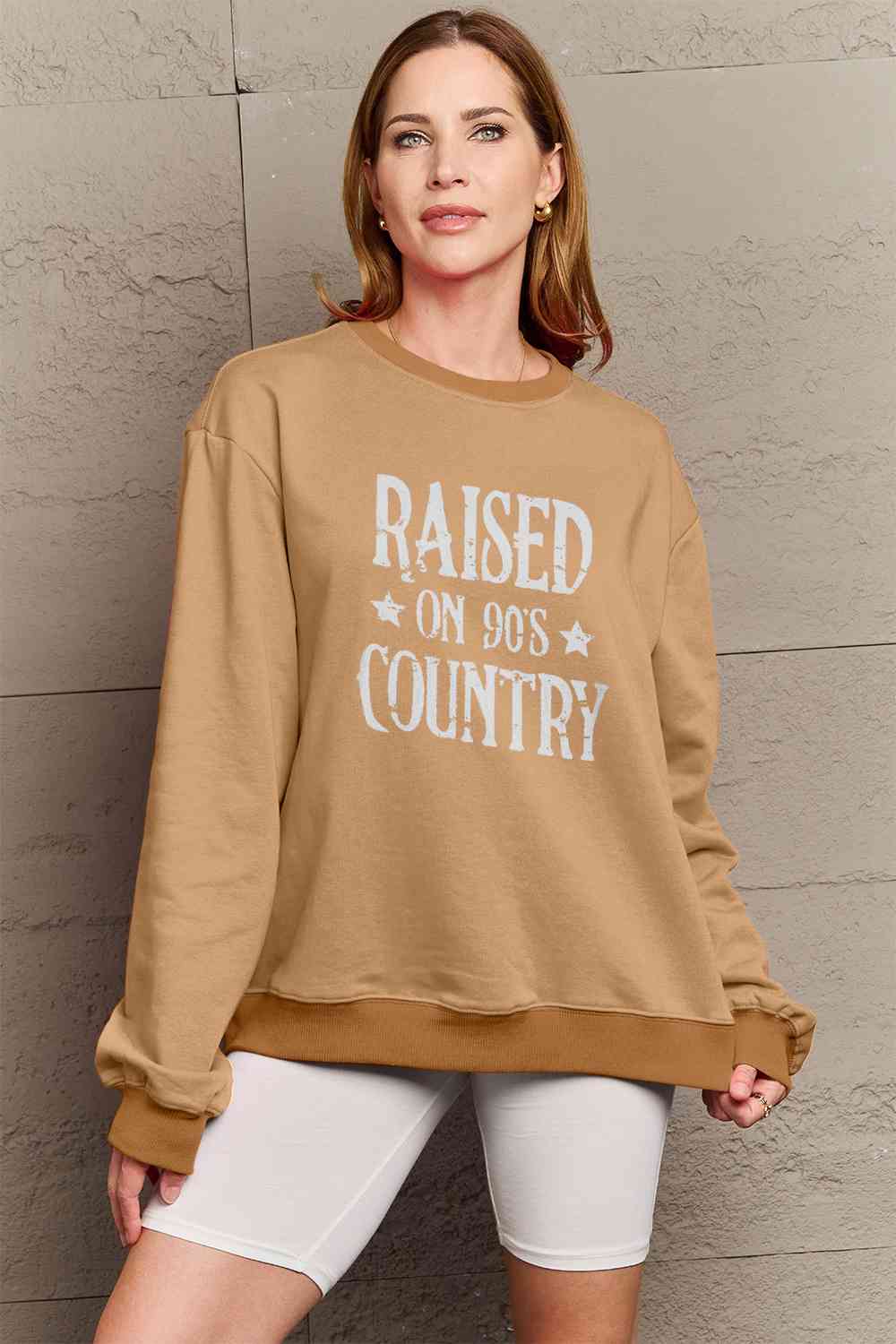 Simply Love Full Size RAISED ON 90'S COUNTRY Graphic Sweatshirt