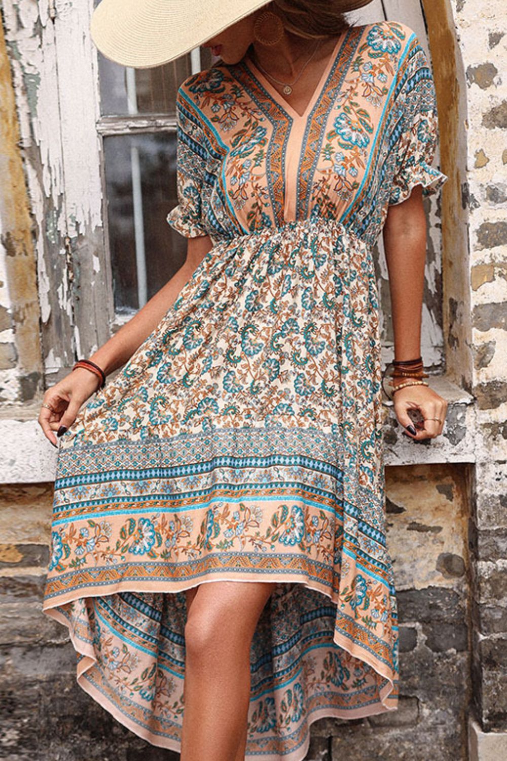 Bohemian High-Low Open Back Dress in Size S, M, L, XL, or 2XL