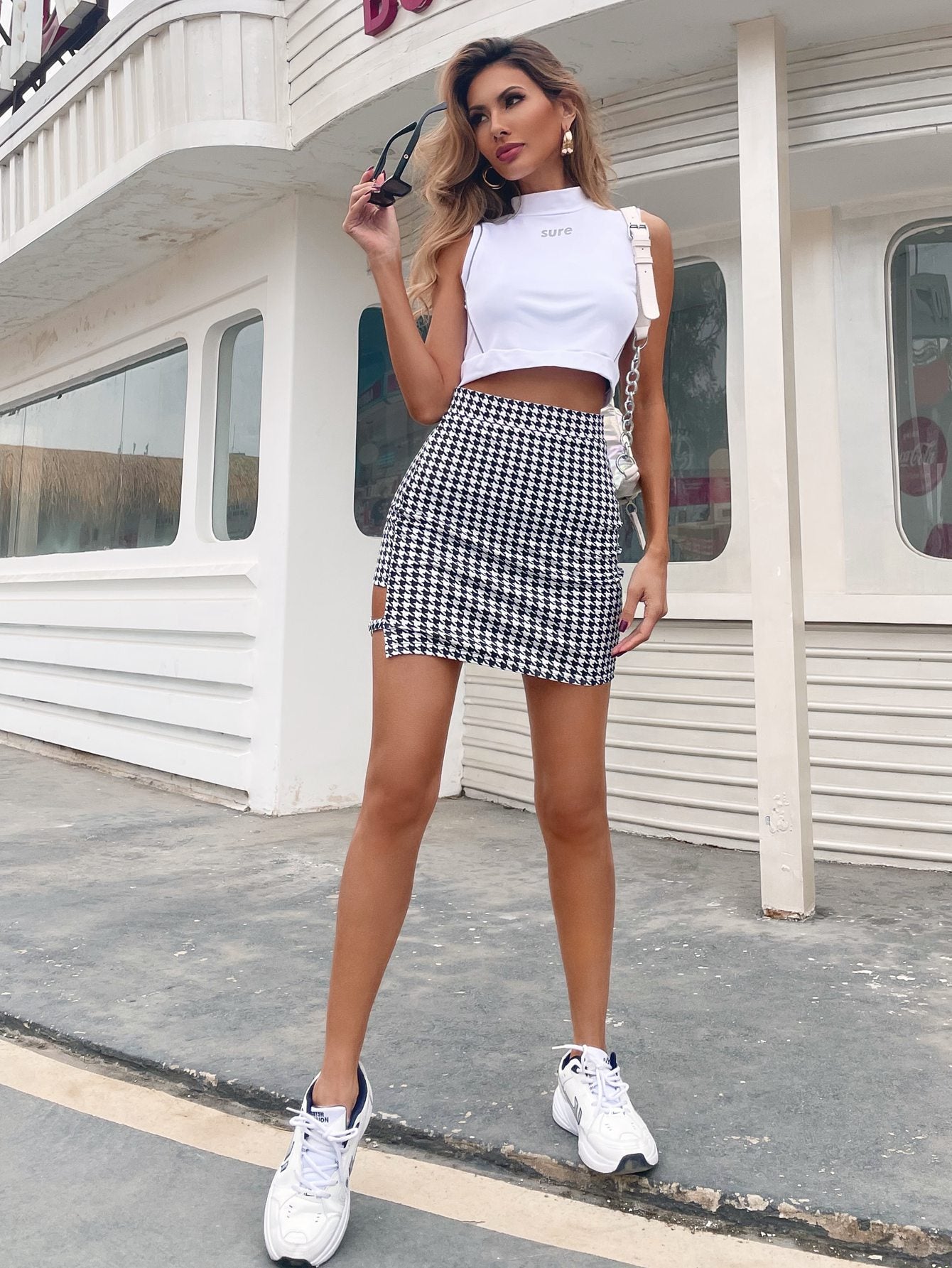 Sexy Houndstooth Mini Skirt in Size s, M, or L