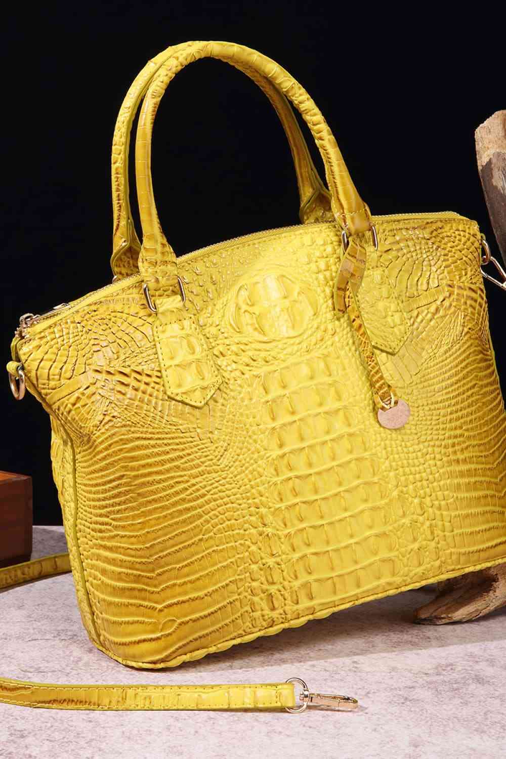 PU Leather Handbag in 12 Color Choices Banana Yellow One Size