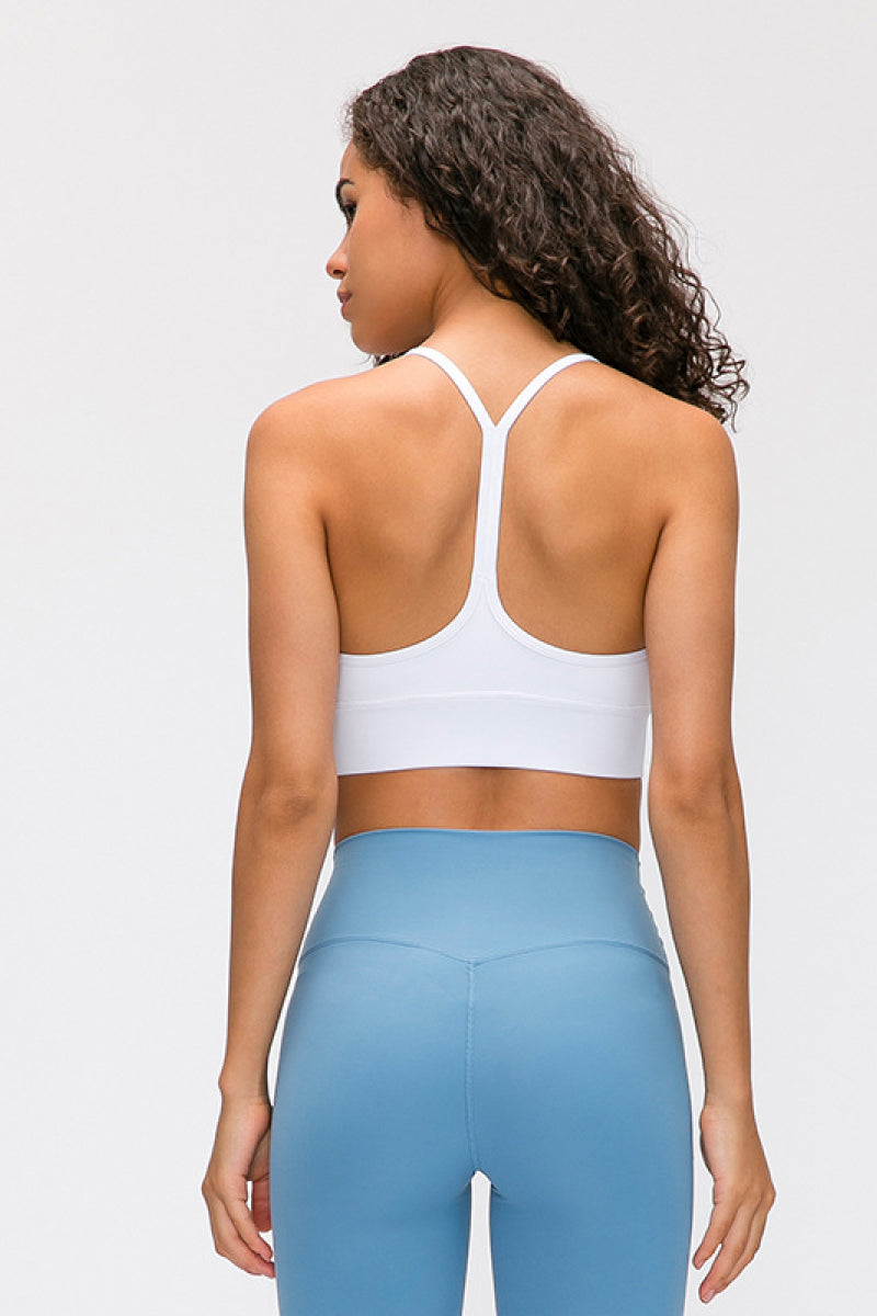 Y Back Yoga Bra Tops in White or Grey in Size 4, 6, 8, 10, or 12