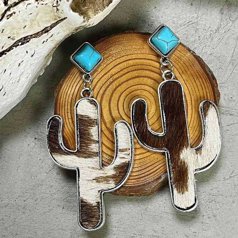 Turquoise Cactus Earrings Style A One Size