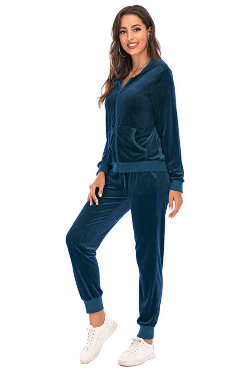 Zip-Up Hooded Jacket and Pants Set