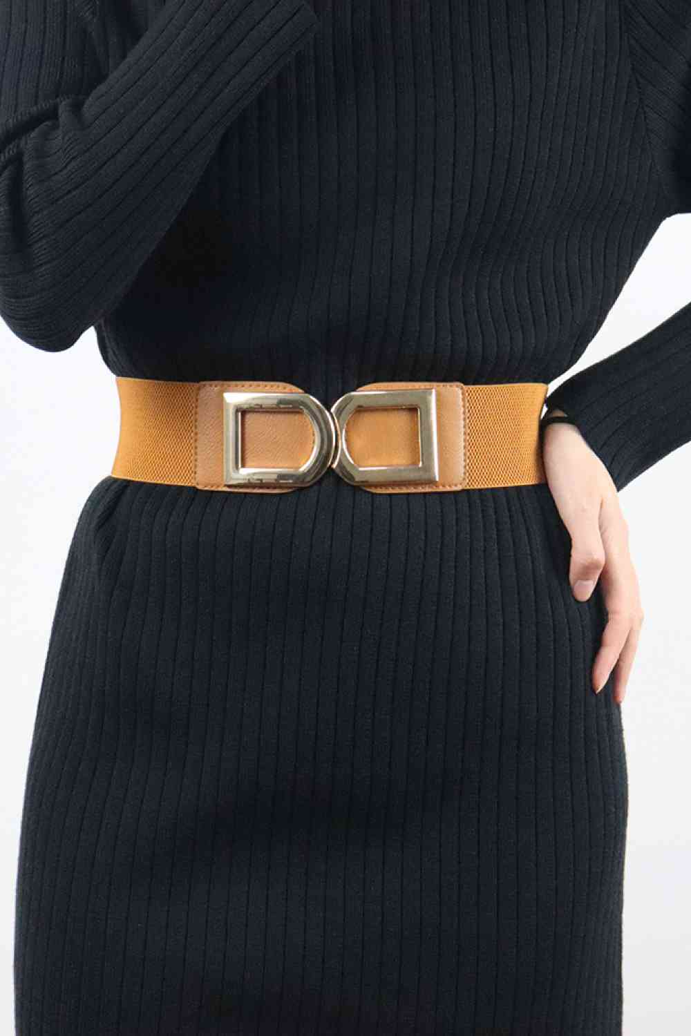 Double D Buckle PU Belt Caramel One Size