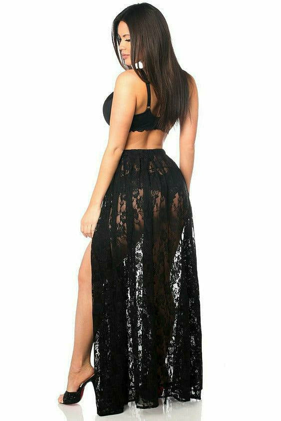 Daisy Corsets Sheer Black Lace Skirt in Size One Size or Queen Size