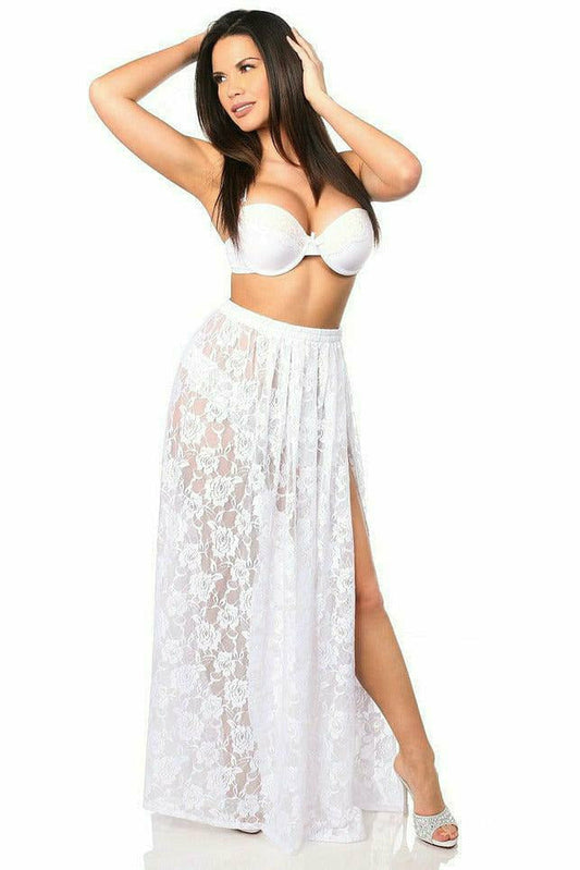 Daisy Corsets Sheer White Lace Skirt in Size One Size or Queen Size
