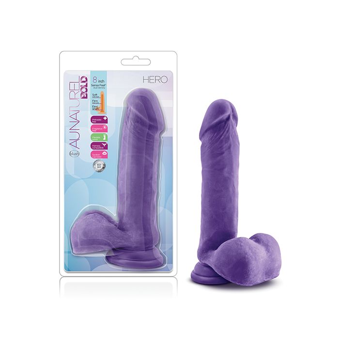 Blush Au Natural Bold Hero 8" Dildo - Purple