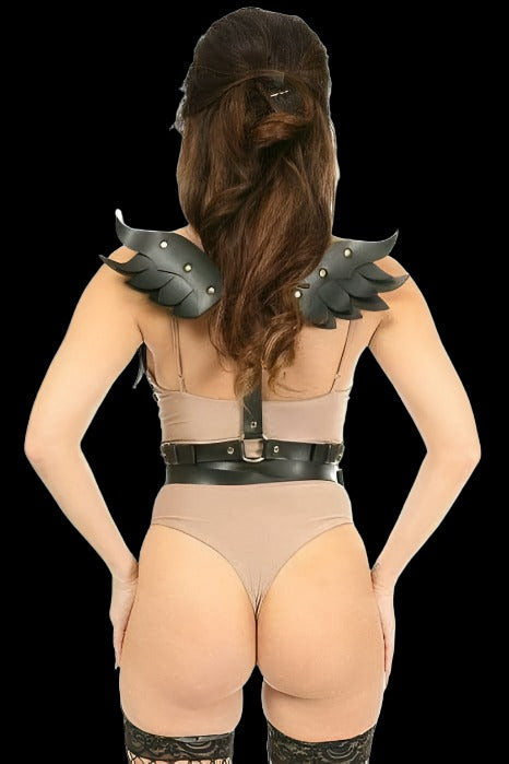 Black & Gold Vegan Leather Angel Wing Body Harness