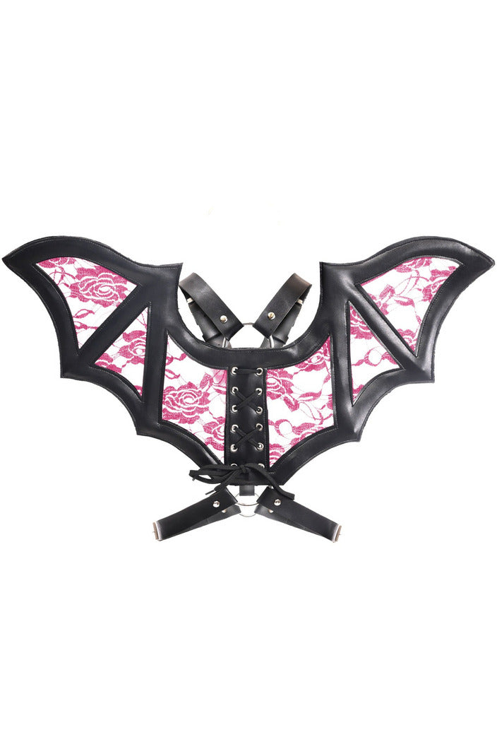 Faux Leather and Lace Bat Wing Harness in 4 Color Choices
