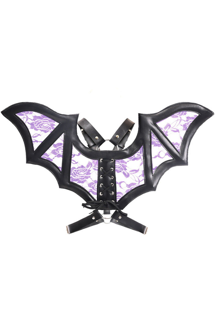 Faux Leather and Lace Bat Wing Harness in 4 Color Choices