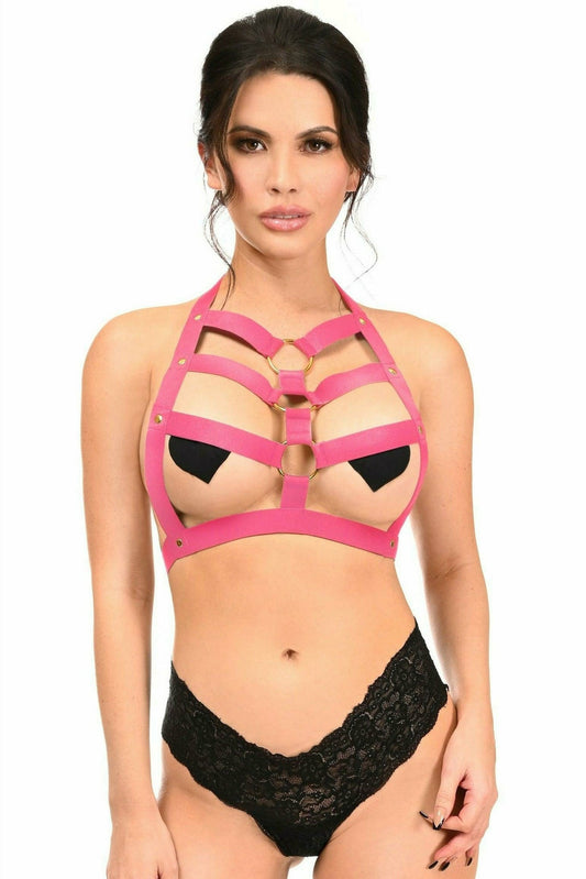 Stretchy Body Harness with Gold Hardware in 4 Sexy Color Choices