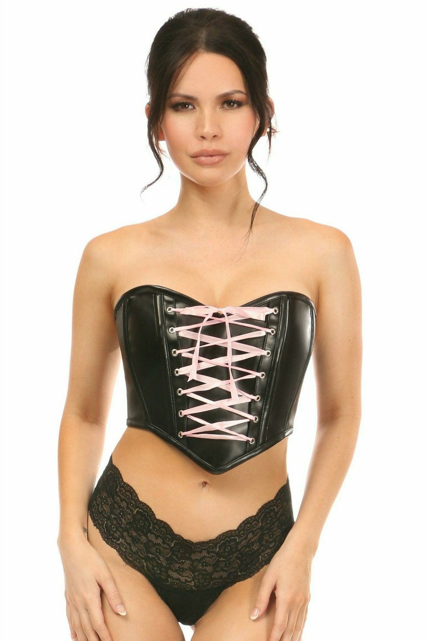 Faux Leather Lace Up Bustier by Daisy Corsets in 3 Color Choices in Size S, M, L, XL, 2X, 3X, 4X, 5X, or 6X