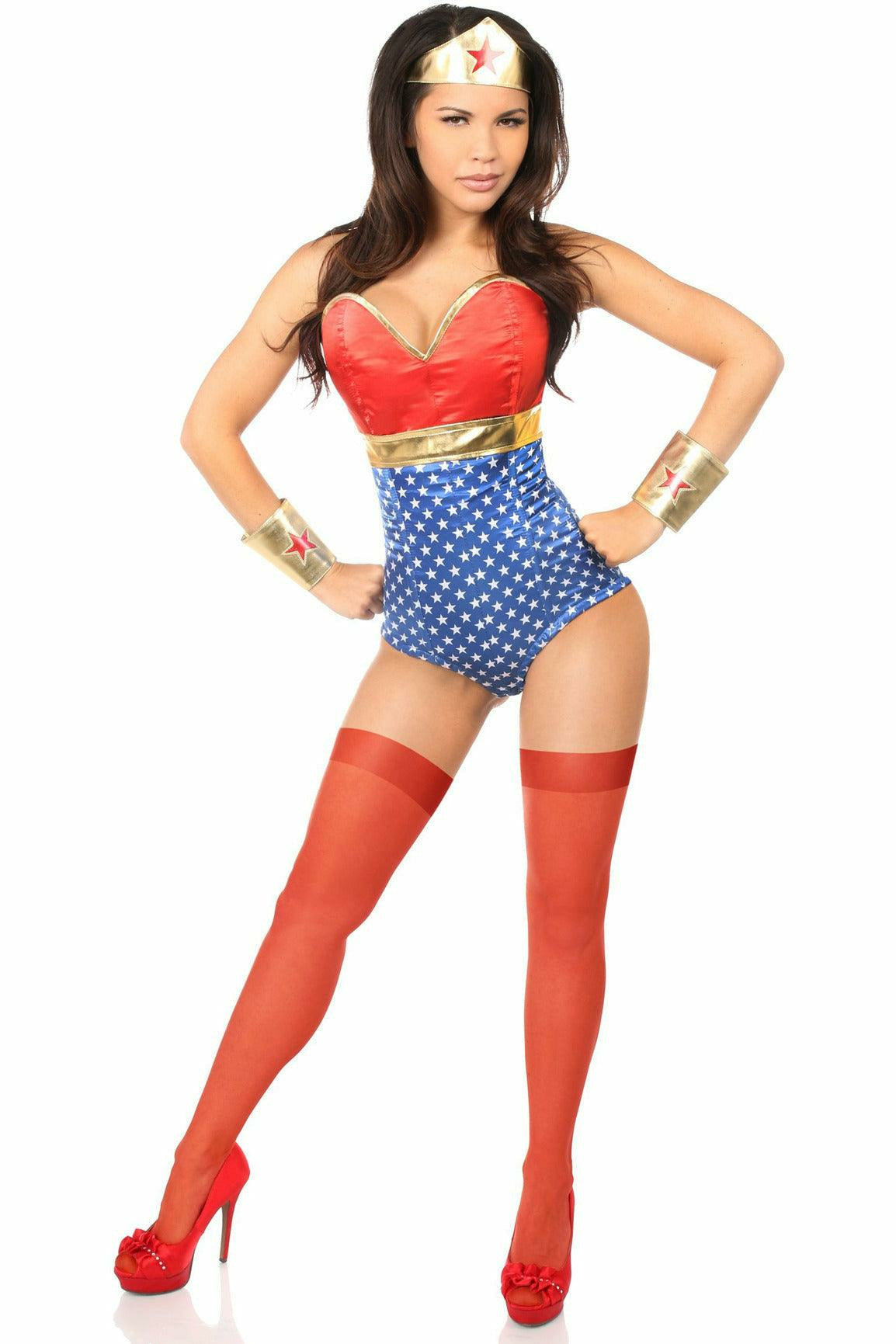 Lavish 3 PC Sexy Wonder Woman Costume in Size S, M, L, XL, 2X, 3X, 4X, 5X, or 6X