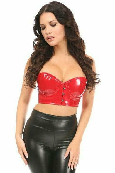 Lavish Red Patent PVC Underwire Short Bustier in Size S, M, L, XL, 2X, 3X, 4X, 5X, or 6X