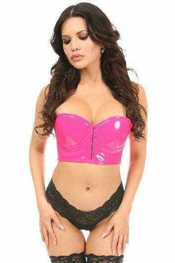 Barbie Style Lavish Hot Pink Patent PVC Underwire Short Bustier by Daisy Corsets in Size S, M, L, XL, 2X, 3X, 4X, 5X, or 6X
