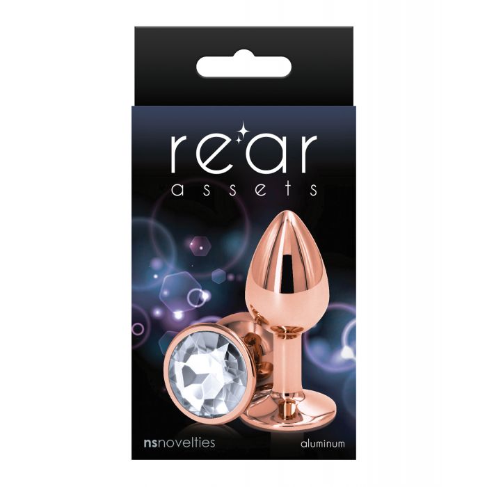 Rear Assets Rose Gold Small Butt Plug - Clear
