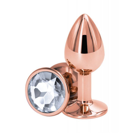 Rear Assets Rose Gold Small Butt Plug - Clear