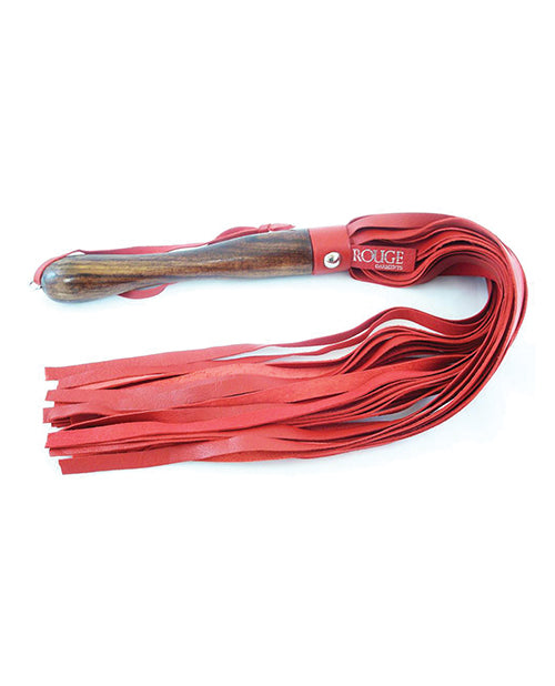 Rouge Red Leather Flogger with Wooden Handle