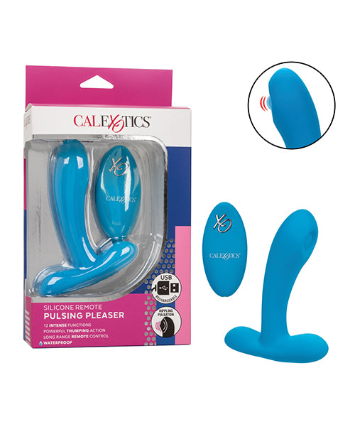Silicone Pulsing Pleaser with Remote - Blue
