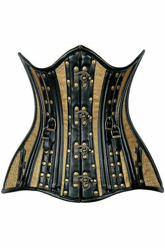 Top Drawer Faux Leather Brocade Steel Boned Underbust Corset in 3 Color Choices by Daisy Corsets in Size S, M, L, XL, 2X, 3X, 4X, 5X, or 6X