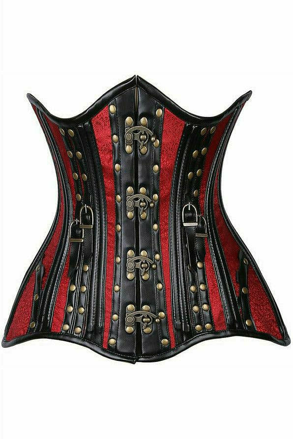 Top Drawer Faux Leather Brocade Steel Boned Underbust Corset in 3 Color Choices by Daisy Corsets in Size S, M, L, XL, 2X, 3X, 4X, 5X, or 6X