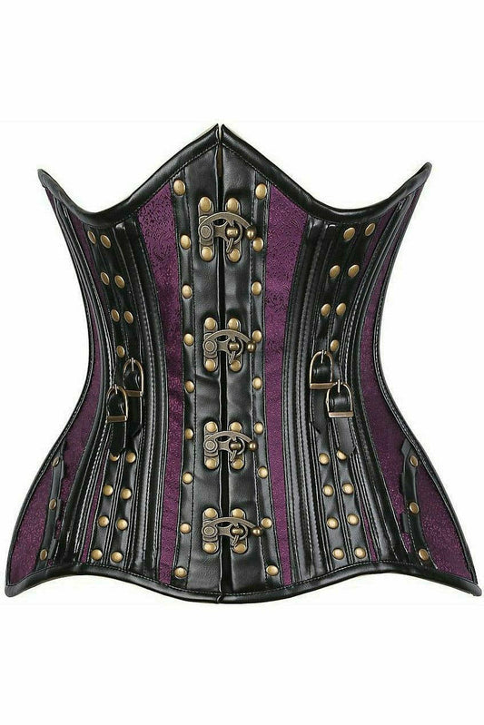 Top Drawer Faux Leather Brocade Steel Boned Underbust Corset in 3 Color Choices by Daisy Corsets in Size S, M, L, XL, 2X, 3X, 4X, 5X, or 6X