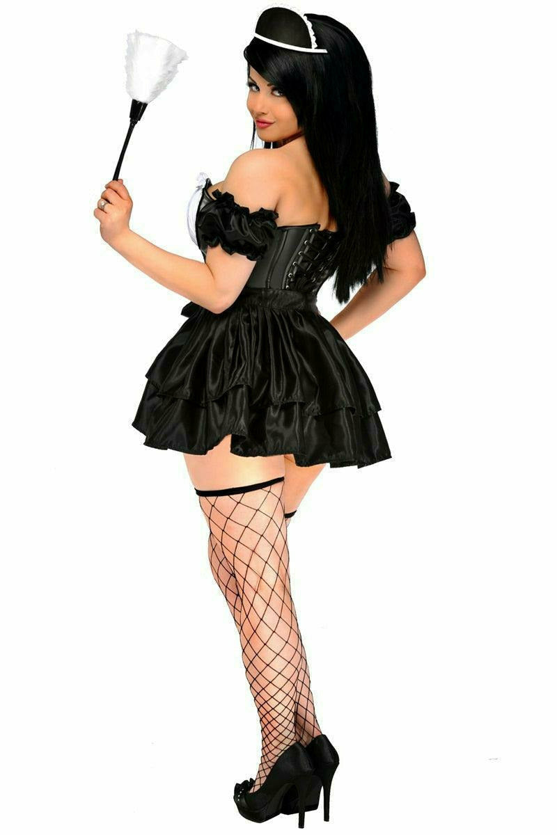 4 Piece French Maid Costume in Size S, M, L, XL, 2X, 3X, 4X, 5X, or 6X