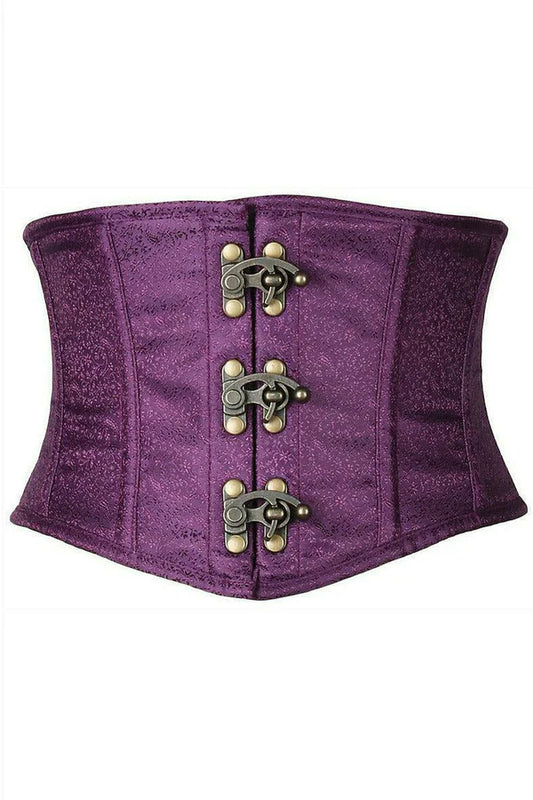 Top Drawer Brocade Steel Boned Mini Cincher with Clasps in 6 Regal Color Choices