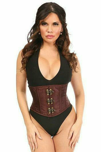 Top Drawer Brocade Steel Boned Mini Cincher with Clasps in 6 Regal Color Choices
