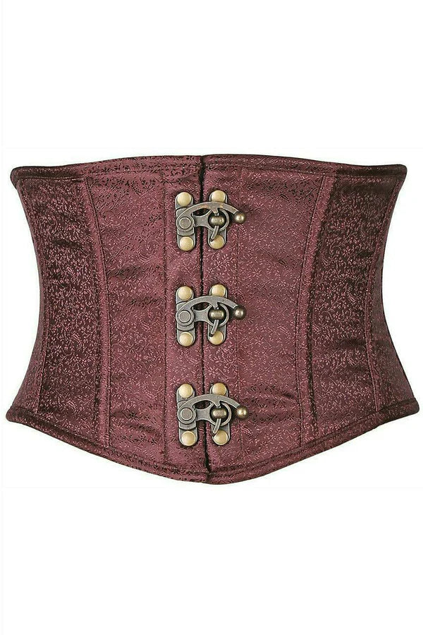 Top Drawer Brocade Steel Boned Mini Cincher with Clasps in 6 Regal Color Choices