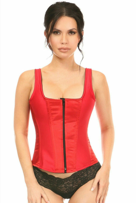 Top Drawer Red Satin Steel Boned Corset by Daisy Corsets in Size S, M, L, XL, 2X, 3X, 4X, 5X, or 6X
