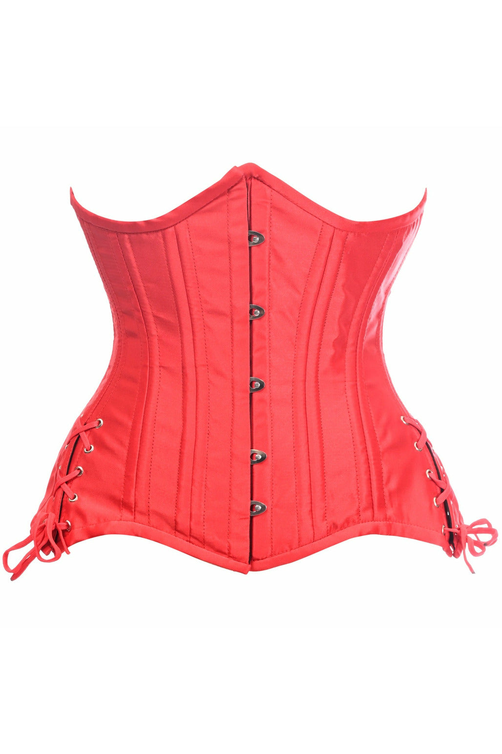 Top Drawer Red Satin Double Steel Boned Curvy Cut Underbust Corset by Daisy Corsets in Size S, M, L, XL, 2X, 3X, 4X, 5X, or 6X