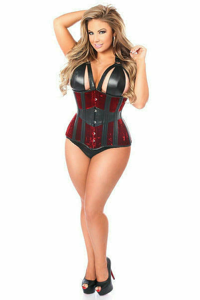 Dreams of Clementina Top Drawer Red Velvet Steel Boned Underbust Corset by Daisy Corsets in Size S, M, L, XL, 2X, 3X, 4X, 5X, or 6X