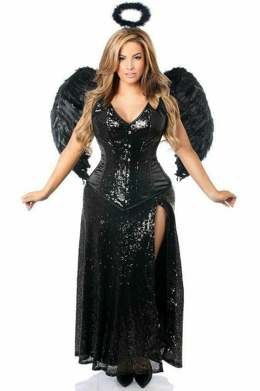 Top Drawer Premium Black Angel of Darkness Corset Costume in S, M, L, XL, 2X, 3X, 4X, 5X, or 6X
