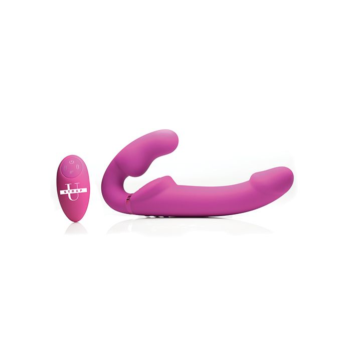 Inflatable Strapless Strap On Dildo with Remote Control Pink 5.75 Inches Insertable Length