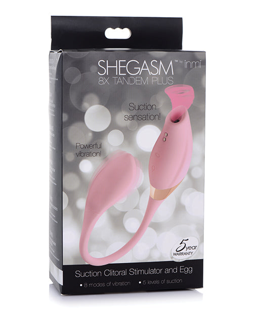Inmi Shegasm 8x Tandem Plus Silicone Suction Clit Stimulator and Egg - Pink