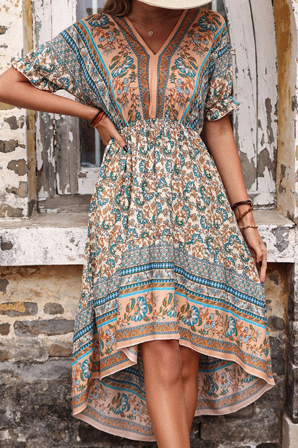 Bohemian High-Low Open Back Dress in Size S, M, L, XL, or 2XL